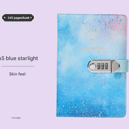 A5 Tie-Dye Journal with Combination Lock - 240 Pages, Soft Touch Cover Diary(Blue).