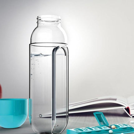 2pc 2-in-1 Water Bottle with 7-Day Pill Organizer - 600ml BPA-Free, Portable & Leakproof(Red).