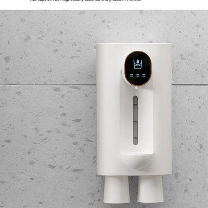 Smart Automatic Mouthwash Dispenser - Wall-Mounted, 3 Adjustable Levels, LED Display & Magnetic Cups(Black).