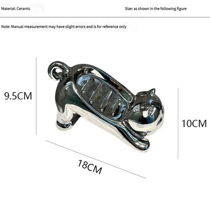 Charming Cat-Shaped Ceramic Soap Dish - Creative & Versatile Home Decor Accent(Black).