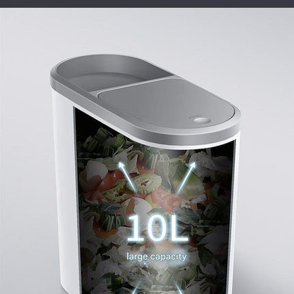 Slim Press-Top Trash Can with Top Storage Compartment - Narrow Design for Bathroom & Small Spaces(White cover + ash bucket).