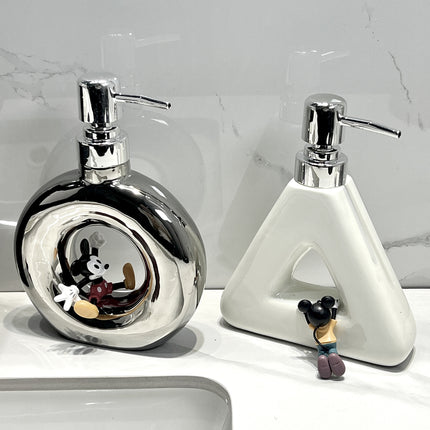 Modern Ceramic Soap & Lotion Dispenser - Unique Geometric Designs, 300ml Capacity(Triangular lotion bottle, milky white).