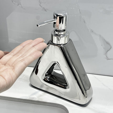 Modern Ceramic Soap & Lotion Dispenser - Unique Geometric Designs, 300ml Capacity(Triangular lotion bottle, milky white).