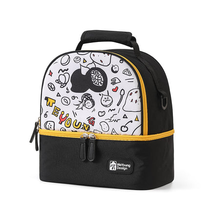 Versatile Insulated Breast Milk Cooler & Lunch Backpack - Waterproof, Multi-Carry Options(Black print).