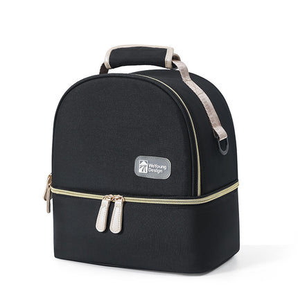 Versatile Insulated Breast Milk Cooler & Lunch Backpack - Waterproof, Multi-Carry Options(Pure black).