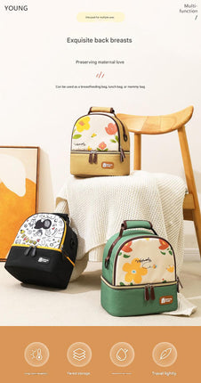 Versatile Insulated Breast Milk Cooler & Lunch Backpack - Waterproof, Multi-Carry Options(Pure black).