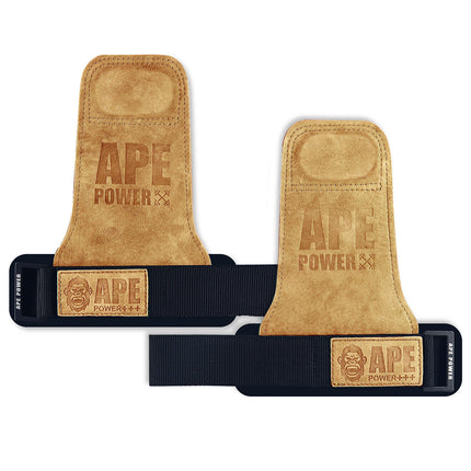 Heavy Duty Weightlifting Grips - Anti-Slip Cowhide Palm Protectors with Neoprene Wrist Support & Adjustable Straps(Brown).