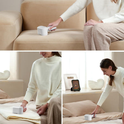 Dual-Head Electric Lint Remover - USB-C Rechargeable, LED Display, 3-Size Honeycomb Mesh(White).