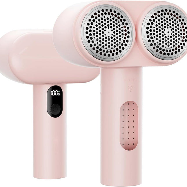 Dual-Head Electric Lint Remover - USB-C Rechargeable, LED Display, 4-Size Honeycomb Mesh(Pink).