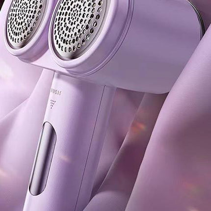Dual-Head Electric Lint Remover - USB-C Rechargeable, LED Display, 6-Size Honeycomb Mesh(Purple).