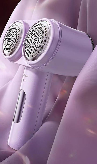 Dual-Head Electric Lint Remover - USB-C Rechargeable, LED Display, 6-Size Honeycomb Mesh(Purple).