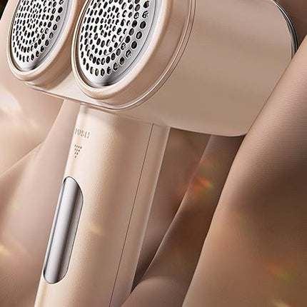 Dual-Head Electric Lint Remover - USB-C Rechargeable, LED Display, 7-Size Honeycomb Mesh(Yellow).