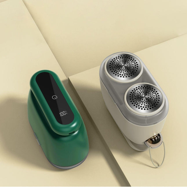 Compact Electric Lint Remover with LED Display & Dual Head - USB Rechargeable(Dark green).