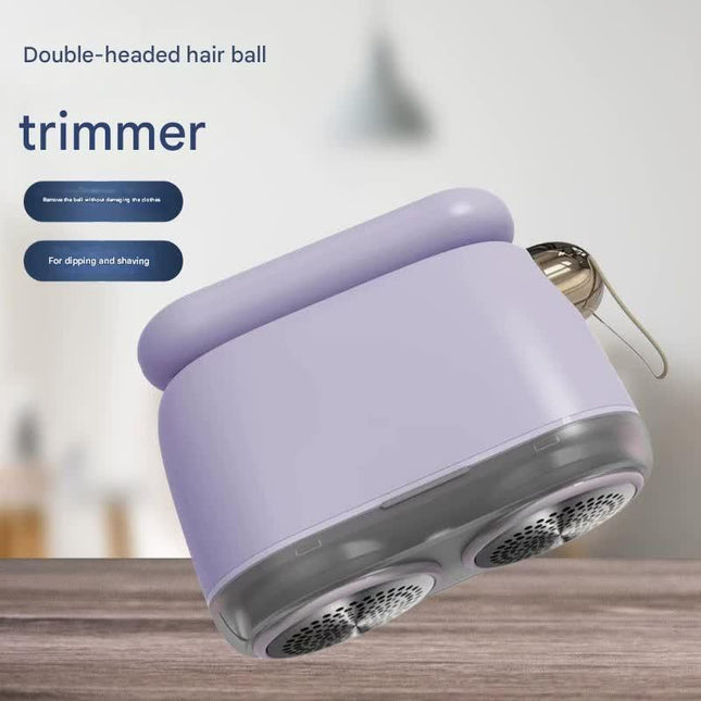Compact Electric Lint Remover with LED Display & Dual Head - USB Rechargeable(Purple).