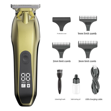 Professional Electric Hair Clipper & Beard Trimmer - USB Rechargeable, LED Display(gold).
