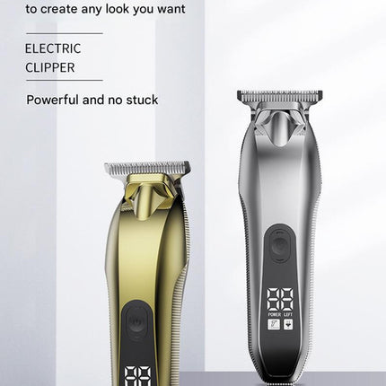 Professional Electric Hair Clipper & Beard Trimmer - USB Rechargeable, LED Display(gold).