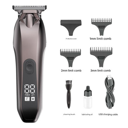 Professional Electric Hair Clipper & Beard Trimmer - USB Rechargeable, LED Display(Gray).