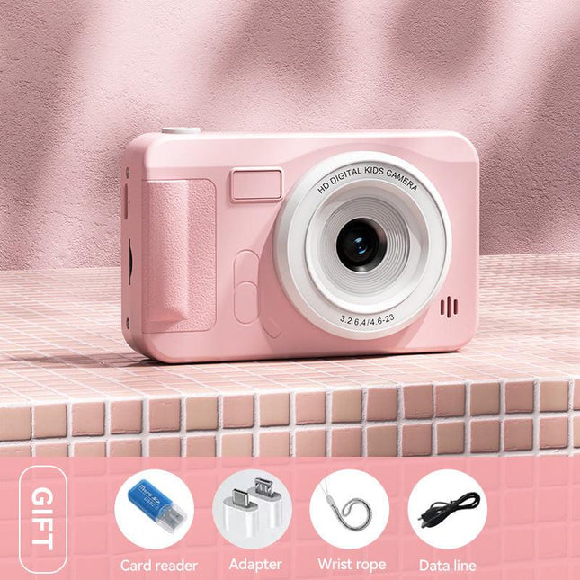 Student HD Digital Camera - 44MP, 8x Zoom, Autofocus, Dual Lens, Type-C Charging (Pink).