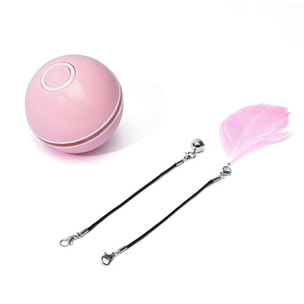 Smart USB Rechargeable Pet Interactive Rolling Ball(pink).