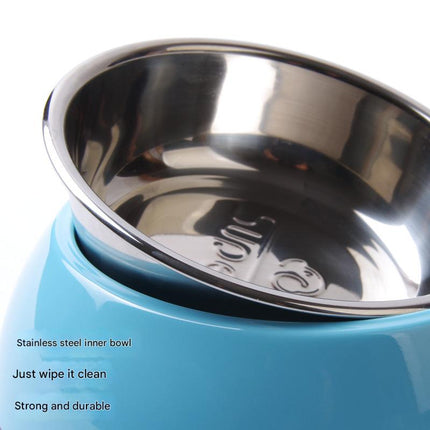 Elevated Pet Feeding Bowl with Stainless Steel Inner - Promotes Healthy Digestion & Reduces Neck Strain(blue).
