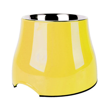 Elevated Pet Feeding Bowl with Stainless Steel Inner - Promotes Healthy Digestion & Reduces Neck Strain(Yellow).