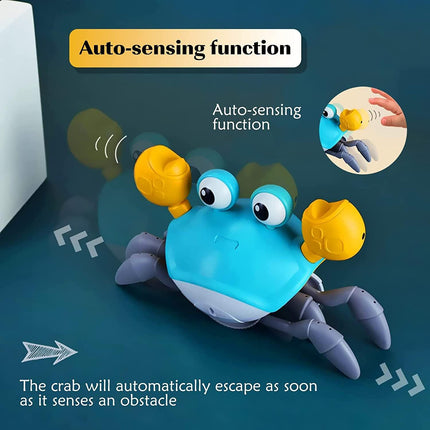 Interactive Crawling Crab Baby Toy with Music, Lights & Obstacle Avoidance(green).