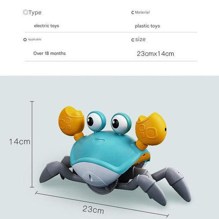 Interactive Crawling Crab Baby Toy with Music, Lights & Obstacle Avoidance(green).