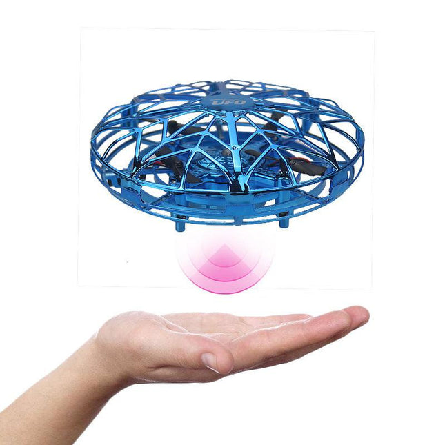 Hand-Controlled UFO Mini Drone with LED Lights & Obstacle Avoidance(blue).