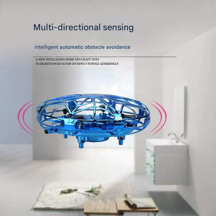 Hand-Controlled UFO Mini Drone with LED Lights & Obstacle Avoidance(green).