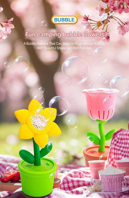 Electric Flower Bubble Machine with Music - Rechargeable, 10-Hole Output(Purple).