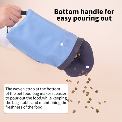 2-pcs Khaki Portable Pet Food Storage Bag - Roll Top Treat Pouch for Travel & Walks.