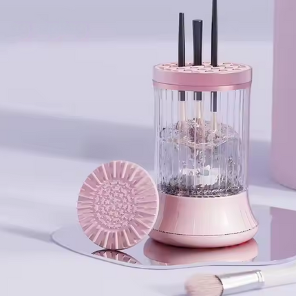 Pink Electric Makeup Brush Cleaner & Dryer Machine - Automatic Spinner Tool (Rechargeable model).