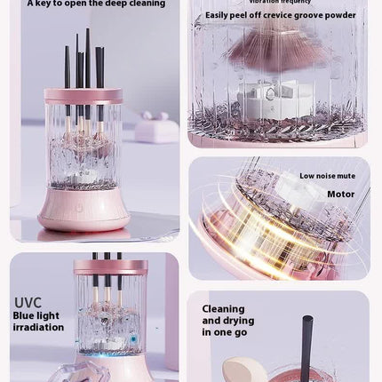 Pink Electric Makeup Brush Cleaner & Dryer Machine - Automatic Spinner Tool (Rechargeable model).