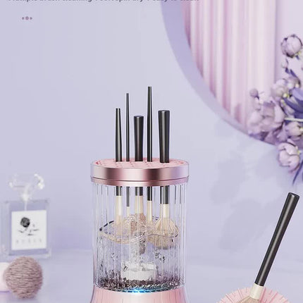 Pink Electric Makeup Brush Cleaner & Dryer Machine - Automatic Spinner Tool (Plug-in model).