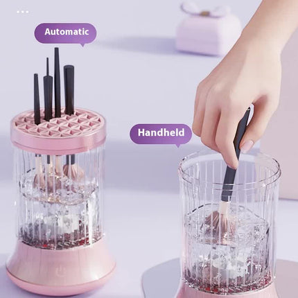 Pink Electric Makeup Brush Cleaner & Dryer Machine - Automatic Spinner Tool (Plug-in model).