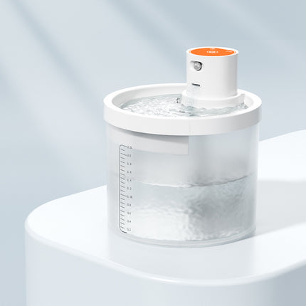 Orange Wireless Automatic Pet Water Fountain - 2.2L Motion Sensor Dispenser.