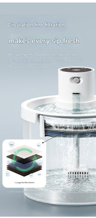 Orange Wireless Automatic Pet Water Fountain - 2.2L Motion Sensor Dispenser.