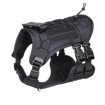 Black Tactical Dog Training Harness - Adjustable Vest for Training and Walking - L.