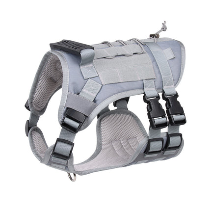 Gray Tactical Dog Training Harness - Adjustable Vest for Training and Walking - S.