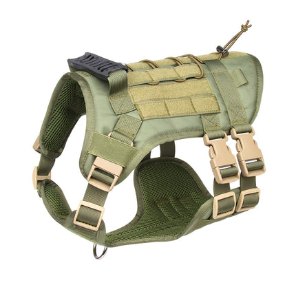 Green Tactical Dog Training Harness - Adjustable Vest for Training and Walking - S.