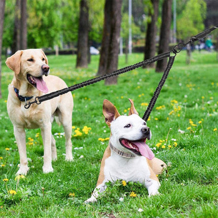 Black Pet Double-Ended Rope + 1.5M Leash - Easy to walk two dogs, tangle-free design.