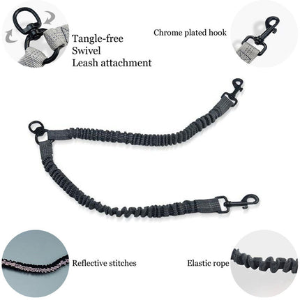 Black Pet Double-Ended Rope + 1.5M Leash - Easy to walk two dogs, tangle-free design.