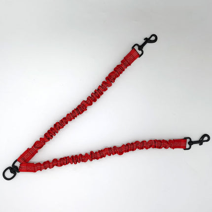 Red Pet Double-Ended Rope + 1.5M Leash - Easy to walk two dogs, tangle-free design.