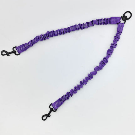 Purple Pet Double-Ended Rope + 1.5M Leash - Easy to walk two dogs, tangle-free design.