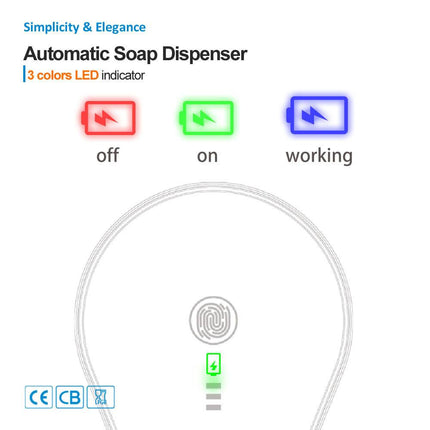 White Automatic Foaming Soap Dispenser - USB Rechargeable, Touchless Infrared Sensor.