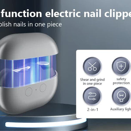 Black Multi-Function Electric Nail File - Built-in Storage Space, LED Light, Quiet Operation.