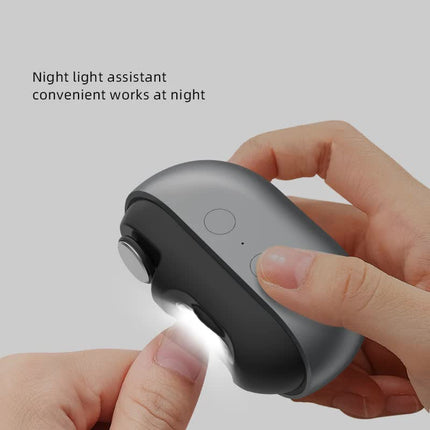 Black Multi-Function Electric Nail File - Built-in Storage Space, LED Light, Quiet Operation.
