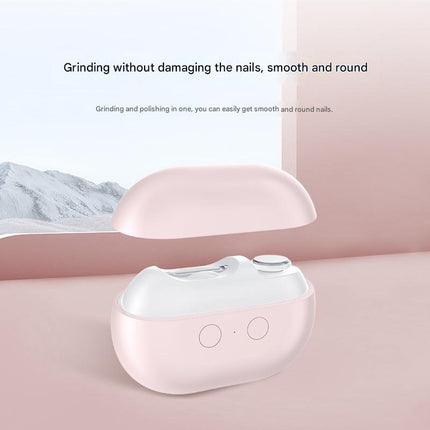 Pink Multi-Function Electric Nail File - Built-in Storage Space, LED Light, Quiet Operation.