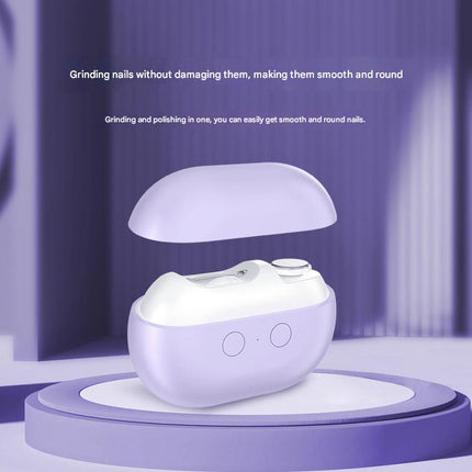 Purple Multi-Function Electric Nail File - Built-in Storage Space, LED Light, Quiet Operation.