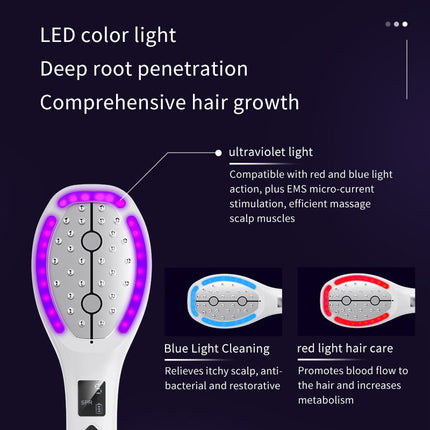 Multi-function Scalp Applicator Comb - Ultrasonic Spray, Red/Blue Light, Microcurrent.